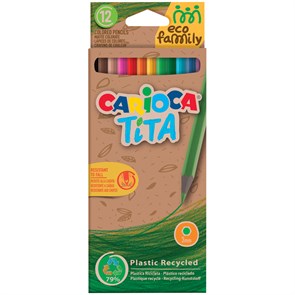 Карандаши цветные пластиковые Carioca "Tita. EcoFamily", 12цв., заточен., картон, европодвес R311963