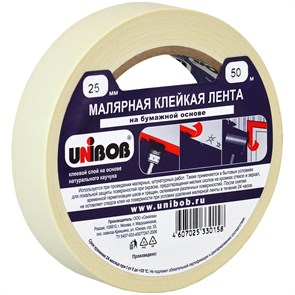 Клейкая лента малярная Unibob, 25мм*50м, инд. упаковка R271464