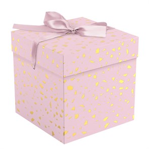 Коробка складная подарочная MESHU "Pink terrazzo", (15*15*15см), с лентой, отд фольгой R372555