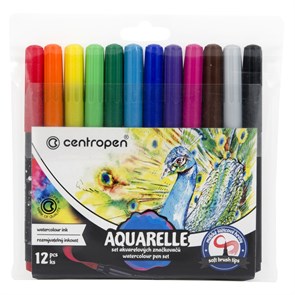 Набор акварельных маркеров Centropen "Aquarelle 8683" 12цв., кистевые, 1-9мм, европодвес R281536