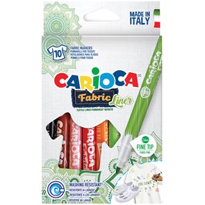 Набор фломастеров для ткани Carioca "Fabric Liner" 10цв., картон. уп., европодвес R262626