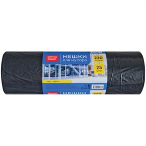 Мешки для мусора  220л OfficeClean ПВД, 88*130см, 30мкм, 25шт., черные, в рулоне R243963