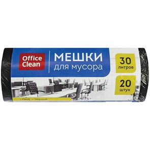 Мешки для мусора  30л OfficeClean ПНД, 48*58см, 8мкм, 20шт., черные, в рулоне R243961