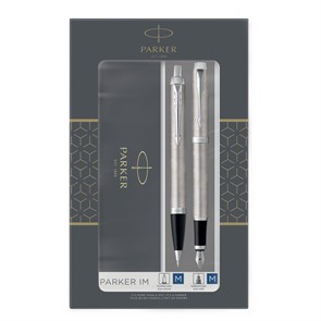 Набор Parker "IM Duo": шар. ручка IM Stainless Steel CT, синяя, 1,0мм + перьевая ручка IM Stainless Steel CT, подарочная упаковка R359541