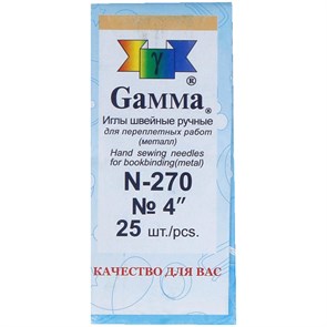 Иглы для шитья ручные Gamma N-270, 10см, 25шт. в конверте R271472