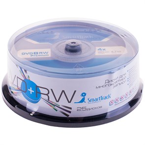 Диск DVD+RW 4.7Gb Smart Track 4x Cake Box (25шт) R105709