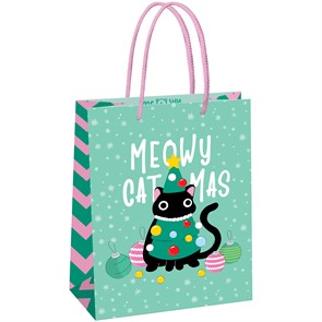 Пакет подарочный 18*23*10см MESHU "Meowy Christmas", выборочный лак, матовая ламинация R371020