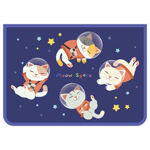 Папка для труда 2 отделения, А4, ArtSpace "Space cat", пластик, на молнии R365824