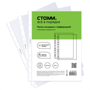 Папка-вкладыш с перфорацией (файл) СТАММ А4, 110мкм, глянцевая R356695