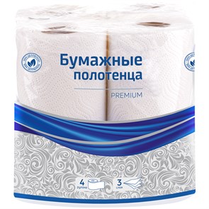 Полотенца бумажные в рулонах OfficeClean "Premium", 3-слойные, 11м/рул., тиснение, белые, 4шт. R300443