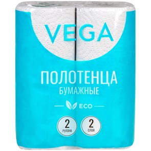 Полотенца бумажные в рулонах Vega, 2-слойные, 12м/рул., серые, 2шт. R315623