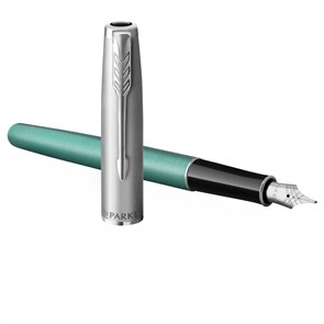 Ручка перьевая Parker "Sonnet Sand Blasted Metal&Green Lacquer" черная, 0,8мм, подарочная упаковка R359510