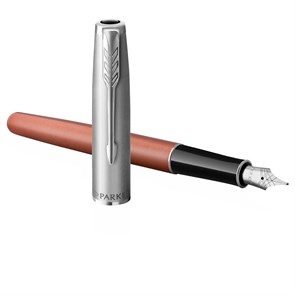 Ручка перьевая Parker "Sonnet Sand Blasted Metal&Orange Lacquer" черная, 0,8мм, подарочная упаковка R359507