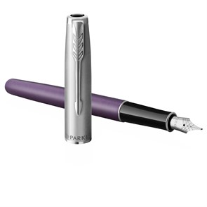 Ручка перьевая Parker "Sonnet Sand Blasted Metal&Violet Lacquer" черная, 0,8мм, подарочная упаковка R359513