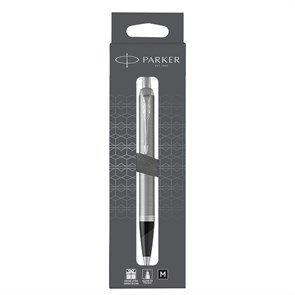 Ручка шариковая Parker "IM Stainless Steel CT" черная, 1,0мм, кнопочн., подарочная упаковка с европодвесом R359537