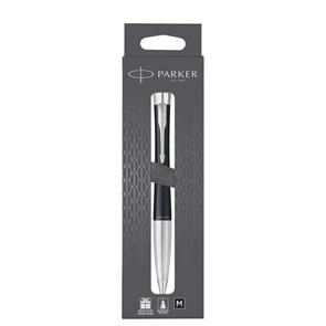 Ручка шариковая Parker "Urban Muted Black CT" черная, 1,0мм, поворотн., подарочная упаковка с европодвесом R359539