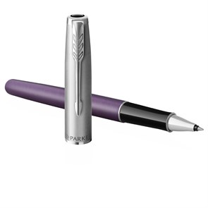 Ручка-роллер Parker "Sonnet Sand Blasted Metal&Violet Lacquer" черная, 0,5мм, подарочная упаковка R359514