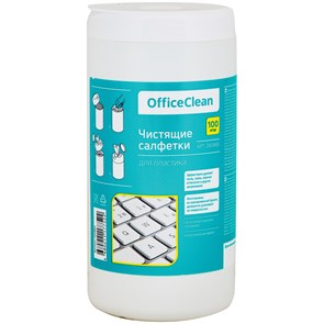 Салфетки чистящие влажные OfficeClean, для пластика, в тубе, 100шт. R260885