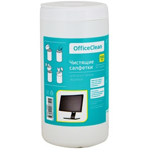 Салфетки чистящие влажные OfficeClean, для экранов, в тубе, 100шт. R260884