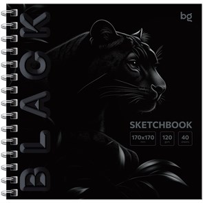 Скетчбук 40л., 170*170 BG "Black. Tiger", на гребне, soft tuch, выборочный лак, 120г/м2 R376700