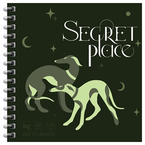 Скетчбук 40л., 170*170 BG "Secret place. Dog", на гребне, матовая ламинация, выборочный лак, 120г/м2 R365267