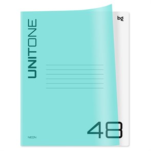 Тетрадь 48л. клетка BG "UniTone. Neon", пластиковая обложка, неон голубой R359082