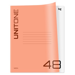 Тетрадь 48л. клетка BG "UniTone. Neon", пластиковая обложка, неон оранжевый R359083