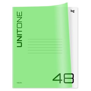 Тетрадь 48л. клетка BG "UniTone. Neon", пластиковая обложка, неон салатовый R359081