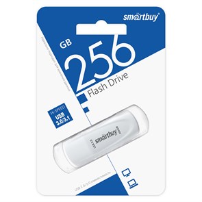 Память Smart Buy "Crown"  256GB, USB 3.0 Flash Drive, белый R376306