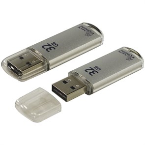 Память Smart Buy "V-Cut"  32GB, USB 2.0 Flash Drive, серебристый (металл. корпус ) R227883