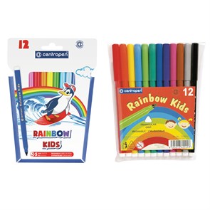 Фломастеры Centropen "Rainbow Kids", 12цв., трехгранные, смываемые, ПВХ R214283