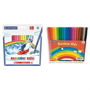 Фломастеры Centropen "Rainbow Kids", 18цв., трехгранные, смываемые, ПВХ R214285