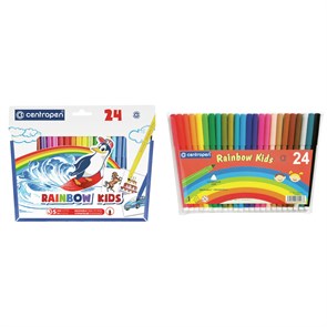 Фломастеры Centropen "Rainbow Kids", 24цв., трехгранные, смываемые, ПВХ R216150