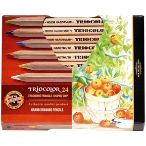 Карандаши цветные Koh-I-Noor "Jumbo Triocolor 3151", 24цв., трехгран., утолщен., неокр. корпус, картон R321832