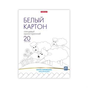 Белый картон глянцевый на клею ErichKrause, А4, 20 листов, игрушка-набор для детского творчества EK58490