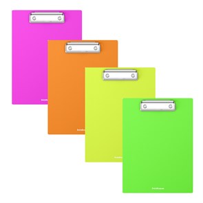 Планшет пластиковый ErichKrause Matt Neon, A5, ассорти (в пакете по 4 шт.) EK55128