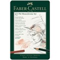 Набор художественных изделий Faber-Castell "Pitt Monochrome", 12 предметов, метал. кор. - фото 210251