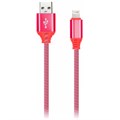 Кабель Smartbuy iK-512NS, USB(AM) - Lightning(M), для Apple, в оплетке, 2A output, 1м, красный - фото 249105