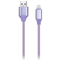 Кабель Smartbuy iK-512NS, USB(AM) - Lightning(M), для Apple, в оплетке, 2A output, 1м, фиолетовый - фото 249106