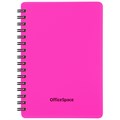 Записная книжка А6 60л. на гребне OfficeSpace "Neon", розовая пластиковая обложка - фото 273801
