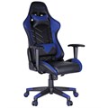 Кресло игровое Helmi HL-G02 "Grand Prix", экокожа, черная/синяя, 2 подушки - фото 291608