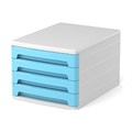 Файл-кабинет 4-секционный пластиковый ErichKrause® Pastel, белый с голубыми ящиками - фото 331912