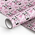 Упаковочная бумага глянц. 70*100см, MESHU "PandaGift_Pink", 80г/м2 - фото 365767