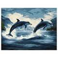 Картина по номерам на холсте ТРИ СОВЫ "Дельфины", 40*50, с акриловыми красками и кистями - фото 371399