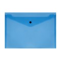 Папка-конверт на кнопке СТАММ А4, 150мкм, пластик, прозрачная, синяя - фото 371783