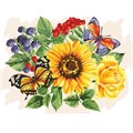 Картина по номерам на холсте ТРИ СОВЫ "Подсолнухи и бабочки", 30*40, с акриловыми красками и кистями - фото 371941