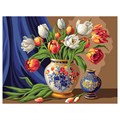 Картина по номерам на холсте ТРИ СОВЫ "Тюльпаны в вазе", 30*40, с акриловыми красками и кистями - фото 372201