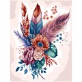 Картина по номерам на холсте ТРИ СОВЫ "Цветы и перья", 30*40, с акриловыми красками и кистями - фото 372255
