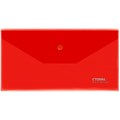 Папка-конверт на кнопке СТАММ С6, 180мкм, пластик, прозрачная, красная - фото 374212