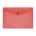 Папка-конверт на кнопке СТАММ А4, 150мкм, пластик, прозрачная, красная - фото 374768